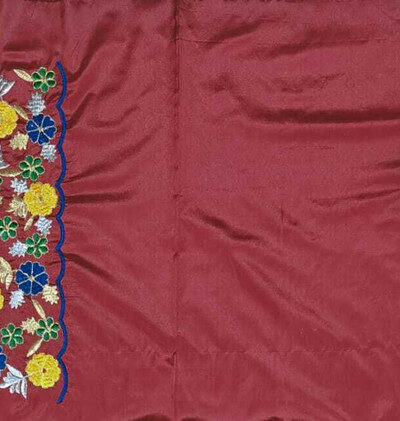Unstitched Art Silk Blouse Material Embroidered