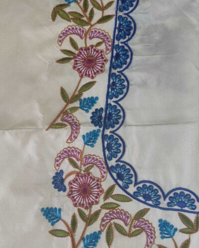 Unstitched Cotton Silk Blouse Material Embroidered