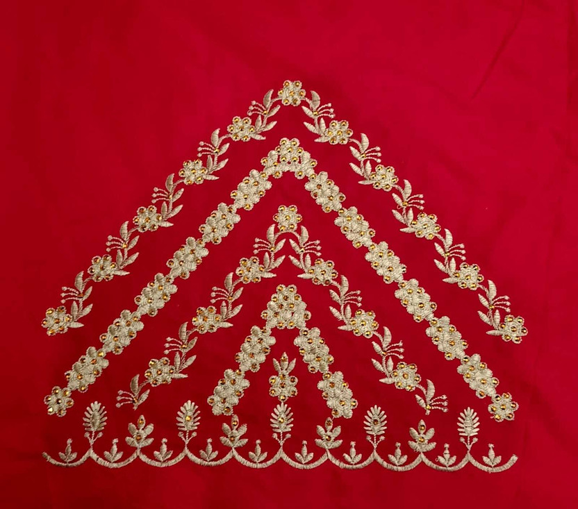 Unstitched Cotton Silk Blouse Material Embroidered