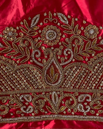 Unstitched Art Silk Blouse Material Embroidered