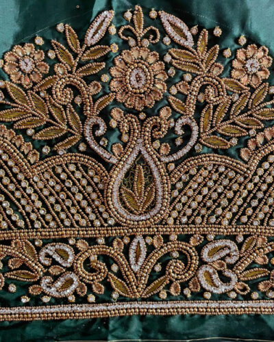 Unstitched Art Silk Blouse Material Embroidered