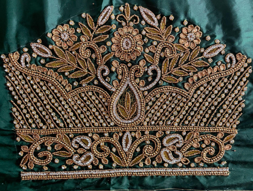 Unstitched Art Silk Blouse Material Embroidered