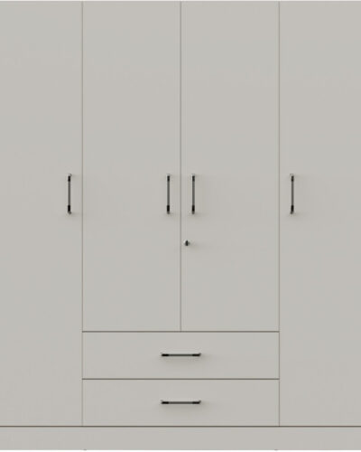 Wakefit Organza Plus Engineered Wood 4 Door Wardrobe (Finish Color - Frosty White, Knock Down)