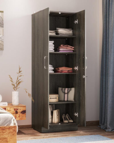 Wakefit Twill Engineered Wood 2 Door Wardrobe (Finish Color - Napa Oak without Drawer & Hanging Space, Knock Down)
