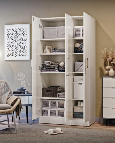 Wakefit Twill Engineered Wood 3 Door Wardrobe (Finish Color - Frosty White, Knock Down)