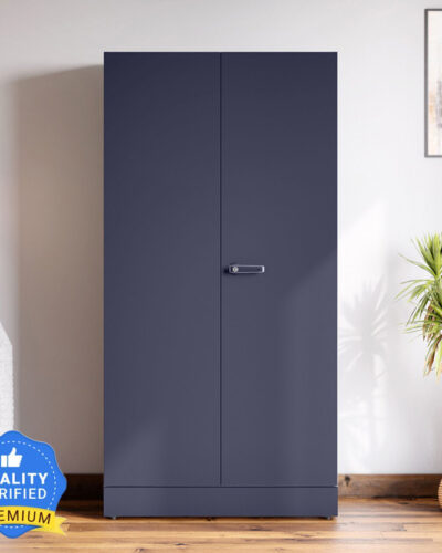 Godrej Interio Auraline® Women Basic 2-Door Steel Metal Almirah (Finish Color - Body: Tex. Bond White, Door: Textured Navy Blue, Knock Down)