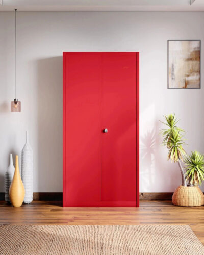 Godrej Interio Flynn with Locker Metal Almirah (Finish Color - Carmine Red, Knock Down)
