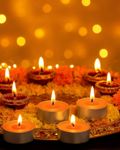 Kradha Orange Tealight Candles (Pack of 6) for Home Decor & Ambiance Diwali Gift Candle (Orange, Pack of 6)