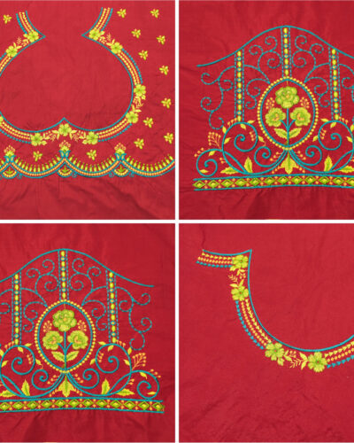 Unstitched Cotton Silk Blouse Material Embroidered