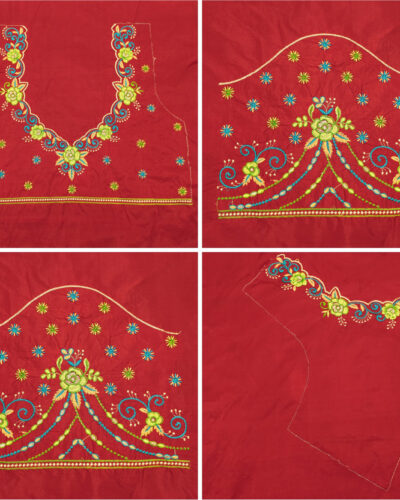 Unstitched Cotton Blend Blouse Material Embroidered