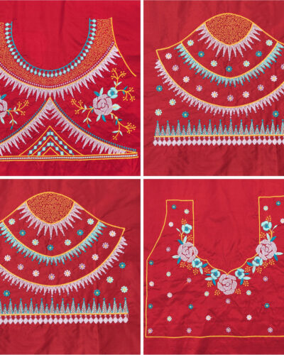 Unstitched Silk Blend Blouse Material Embroidered