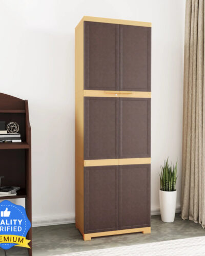 Nilkamal Freedom FML Compact Plastic Cabinet for Storage Organizer|Adults & Kids| Plastic Almirah (Finish Color - Weathered Brown & Biscuit, DIY(Do-It-Yourself))