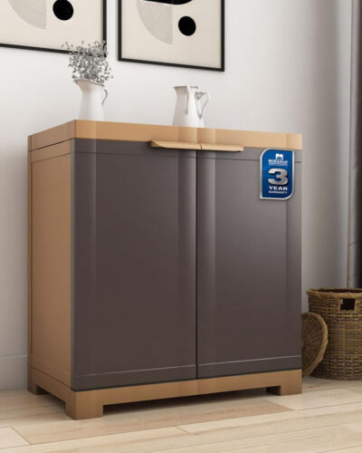 Nilkamal Freedom FMS Plastic Cabinet for Multipurpose Storage Solution|Bedroom|Kids Room Plastic Almirah (Finish Color - Weathered Brown & Biscuit, DIY(Do-It-Yourself))