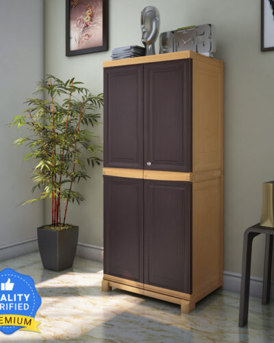 Nilkamal Freedom (FB1) Compact Plastic Cabinet, MultiPurpose Storage, Wardrobe, Bedroom Plastic Almirah (Finish Color - Weathered Brown & Biscuit, DIY(Do-It-Yourself))