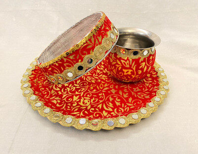 Vartanu Karwa Chauth Thali Plastic (1 Pieces, Red)