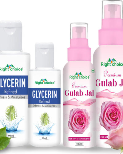 RIGHT CHOICE Organic Rose Water and Glycerin-Toner,Cleanser,Nourishing,Skin Care Combo Pack (4 Items in the set)