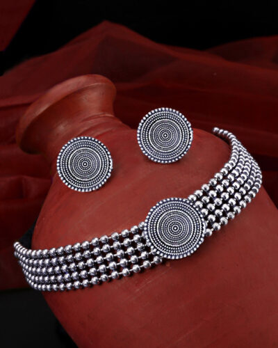 Oxidised Silver Silver Silver Jewel Set (Pack of 1)