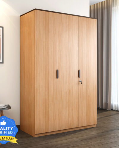 Nilkamal Milford Engineered Wood 3 Door Wardrobe (Finish Color - Teak, Knock Down)