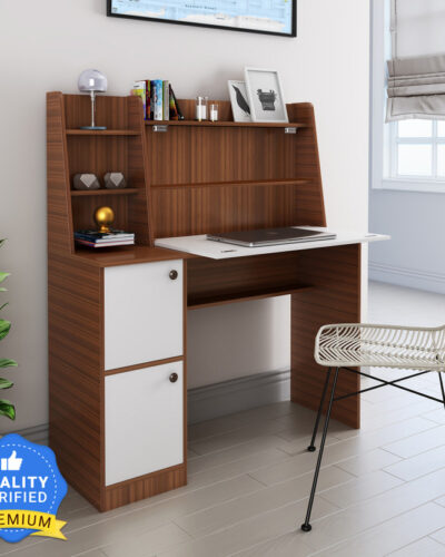 Flipkart Perfect Homes Dalton Engineered Wood Study Table (Free Standing, Finish Color - Almond Walnut and White, Knock Down)