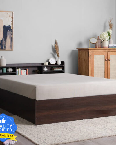Sleepyhead Engineered Wood Queen Box Bed (Finish Color - Chestnut Dark, Delivery Condition - Knock Down)