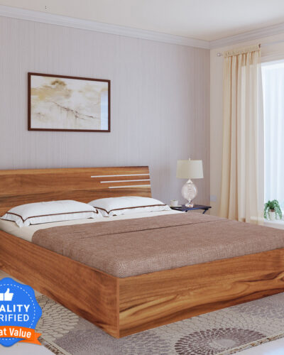 Bharat Lifestyle Amsterdam Engineered Wood Queen Bed (Finish Color - Brown & White, Delivery Condition - Knock Down)