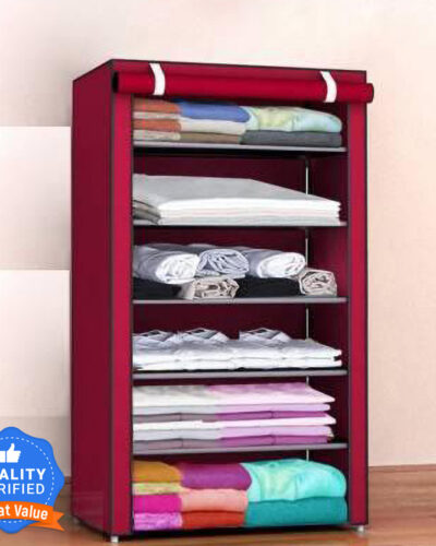 Flipkart Perfect Homes Studio Carbon Steel Collapsible Wardrobe (Finish Color - MAROON, Pre-assembled)
