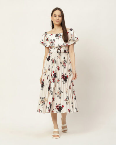 Women Layered White Midi/Calf Length Dress