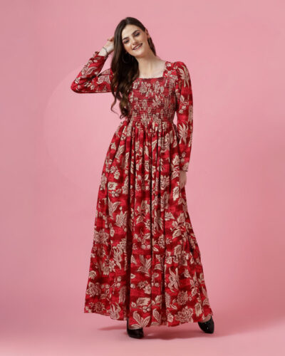 Women Maxi Red Full Length Dress