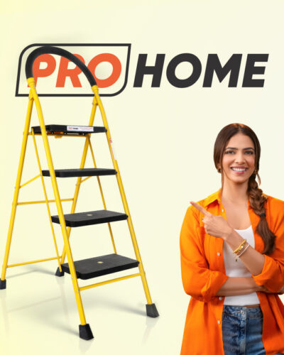 ProHome 4 Step Steel Ladder for Home With Anti Skid shoes Steel Ladder (With Platform)