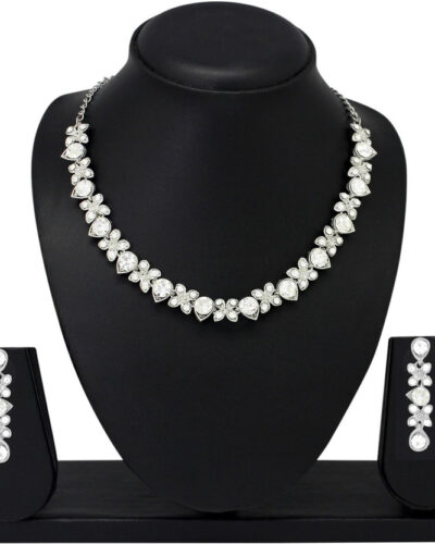 Alloy Rhodium Silver Jewel Set (Pack of 1)