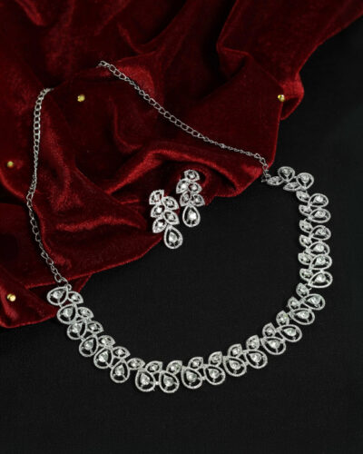 Brass Silver Silver Jewel Set (Pack of 1)