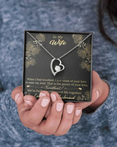 Romantic Gift for Wife Online - Sterling Silver Pendant With Message Card Cubic Zirconia Gold-plated Plated Alloy Chain