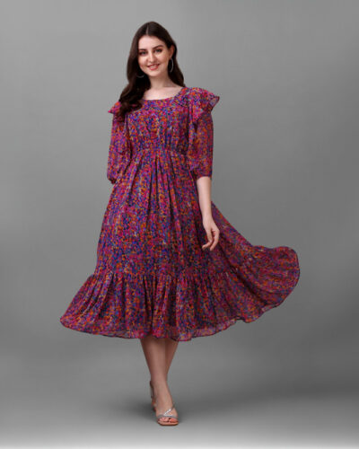 Women A-line Pink Midi/Calf Length Dress