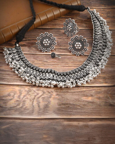 Brass Silver Silver Jewel Set (Pack of 1)