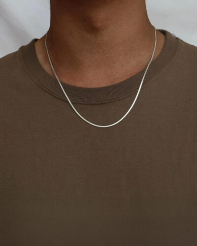 Stainless steel Herringbone Flat Snack Above Chest Neck Chain Necklace (2mm) Silver Plated Metal Necklace