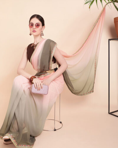 Dyed Bollywood Georgette Saree (Pink)