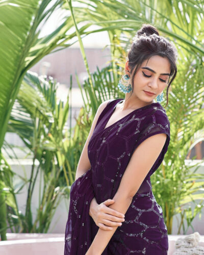 Embellished Bollywood Georgette Saree (Purple)