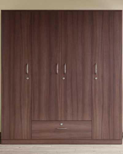 Godrej Interio Ewa Engineered Wood 4 Door Wardrobe (Finish Color - Brown, Knock Down)