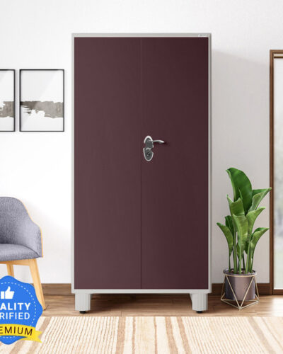 Godrej Interio Wardrobe-H1 Metal Almirah (Finish Color - Body: Taupe White, Door: Shell Wine Red, Pre-assembled)