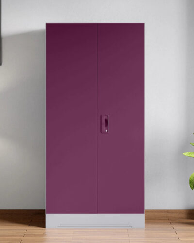 Godrej Interio Slimline 2 Door with Locker Metal Almirah (Finish Color - Body: Royal Ivory, Door: Textured Purple, Knock Down)