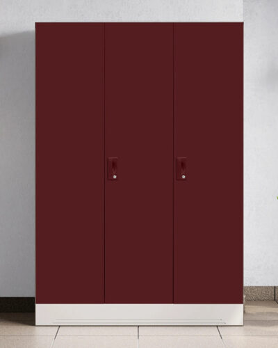 Godrej Interio Slimline 3 Door with Locker Metal Almirah (Finish Color - Body: Royal Ivory, Door: Russet, Knock Down)