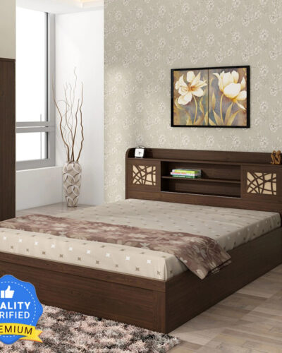 SPACEWOOD Mayflower Engineered Wood King Box Bed (Finish Color - Vermount, Delivery Condition - Knock Down)