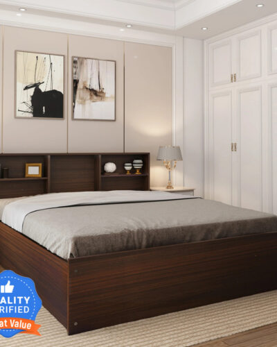 Flipkart Perfect Homes Opus Engineered Wood Queen Box Bed (Finish Color - AW Planked Walnut, Delivery Condition - Knock Down)