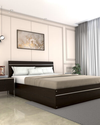 Flipkart Perfect Homes Birmingham Engineered Wood Queen Bed (Finish Color - Flower Wenge, Delivery Condition - Knock Down)