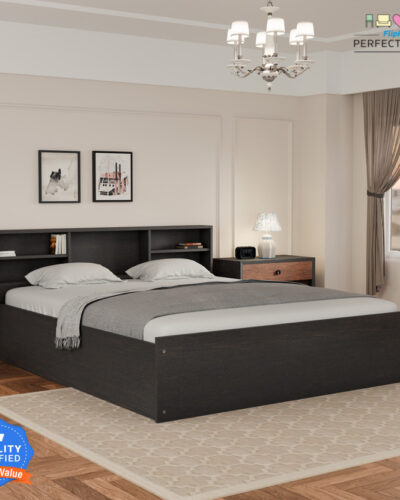 Flipkart Perfect Homes Opus Engineered Wood Queen Box Bed (Finish Color - Melamine Elite Wenge, Delivery Condition - Knock Down)