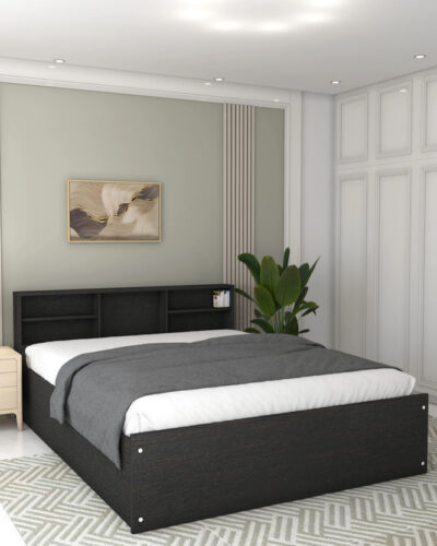 Flipkart Perfect Homes Opus Engineered Wood Queen Box Bed (Finish Color - Melamine WoodV Wenge, Delivery Condition - Knock Down)
