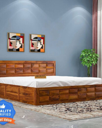 Shree Jeen Mata Enterprises SJME Solid Sheesham Wood Queen Size Bed For Bed Room /Guest Room /Hotel Solid Wood Queen Box Bed (Finish Color - Natural, Delivery Condition - DIY(Do-It-Yourself))