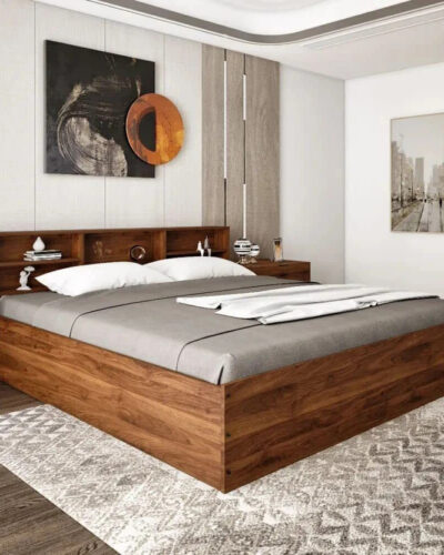 Wakefit Petra Engineered Wood Queen Box Bed (Finish Color - Columbian Walnut, Delivery Condition - Knock Down)