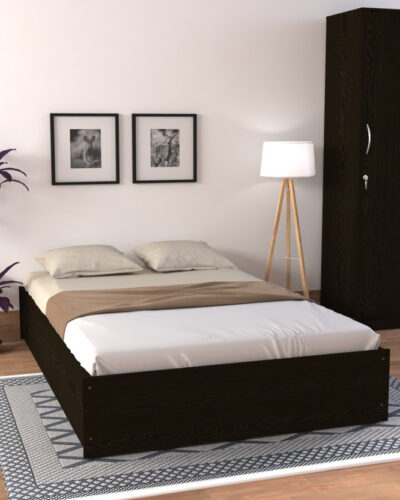 SPACEX Marvel Premium Engineered Wood Double Bed (Finish Color - Dark Wenge, Delivery Condition - DIY(Do-It-Yourself))
