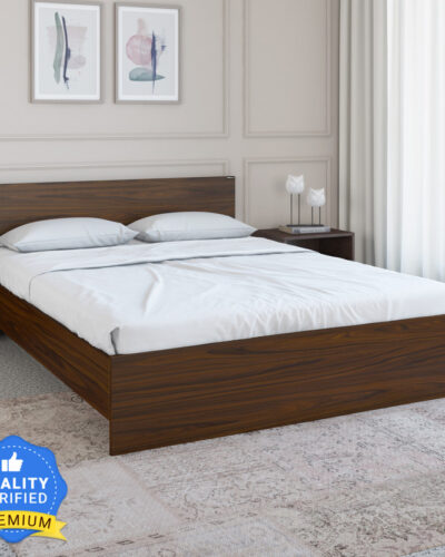 Nilkamal Arthur Engineered Wood Queen Bed (Finish Color - Walnut, Delivery Condition - Knock Down)